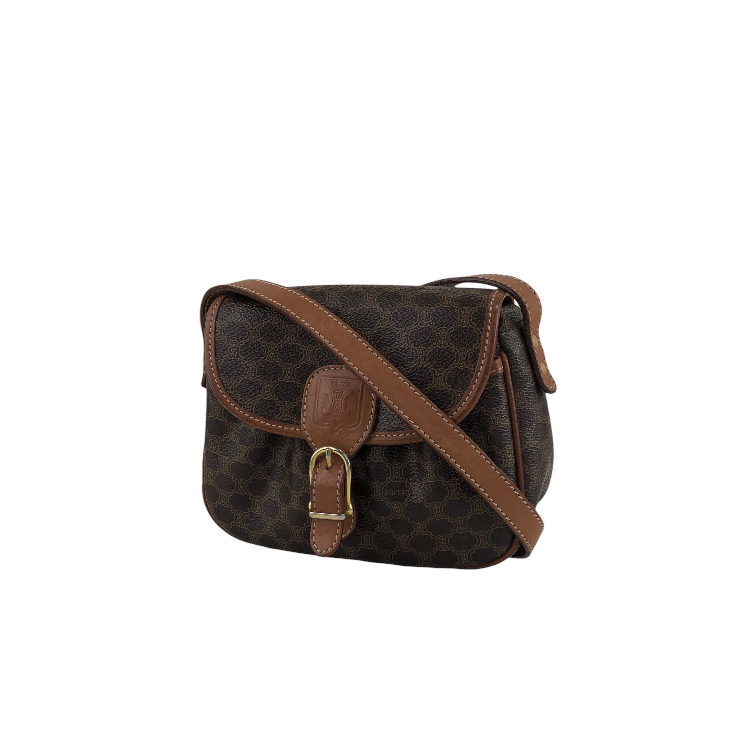 CELINE セリーヌ マカダム ショルダーバッグ ブラウン ブラゾン型押し CELINE セリーヌ マカダム ショルダーバッグ ブラウン ブラゾン型押し