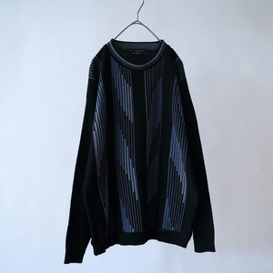 90s' line art design knit sweater
