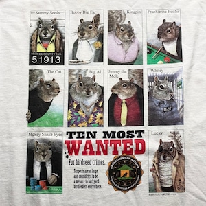 “TEN MOST WANTED” squirrel print tee