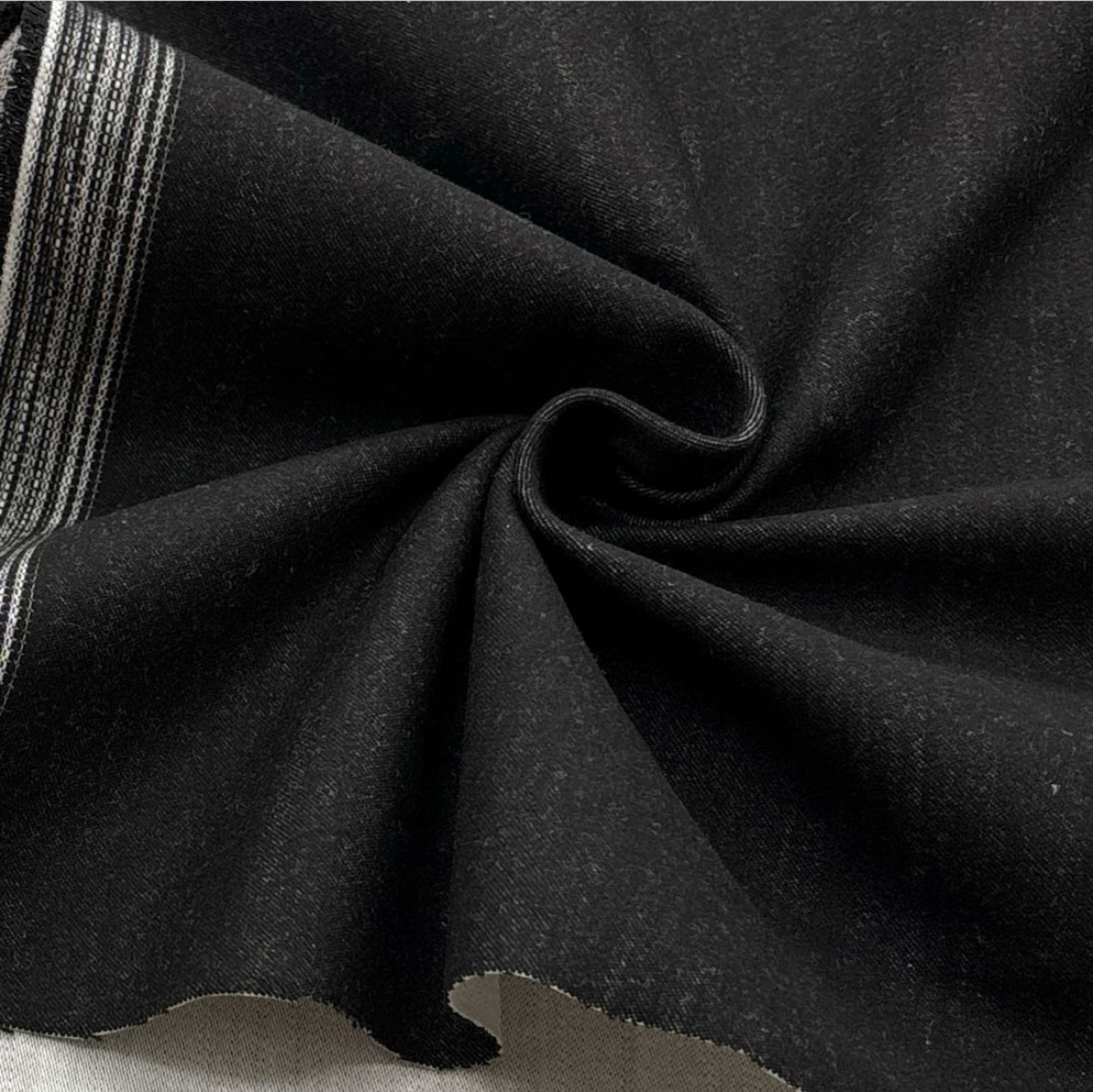 ★TB951◆2.4m◆綿ポリウレタン混弱起毛ストレッチデニム生地◆ブラック