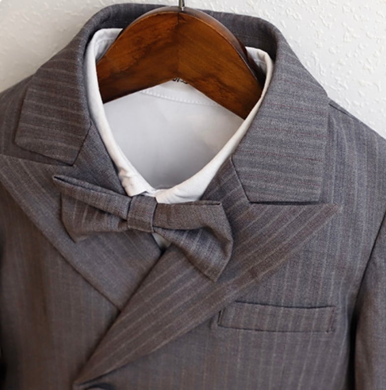 子供用フォーマルスーツセット（グレー）120cm グレーストライプジャケットスーツ】120 cm 男の子 スーツ ベビー