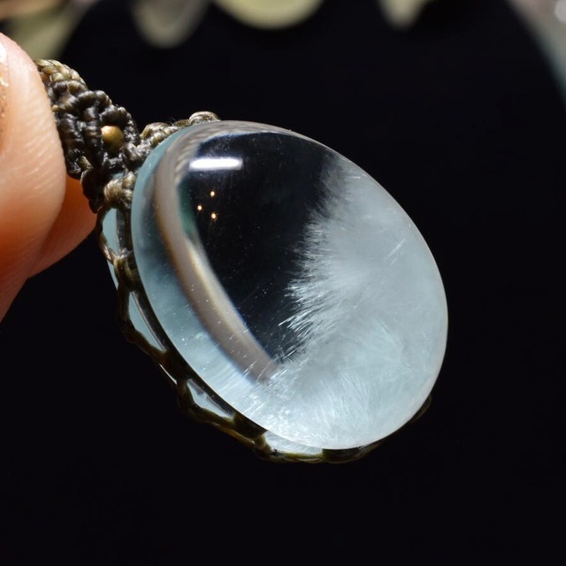 マクラメシンプルネックレス アクア&スノー(アンダラクリスタル) MN10