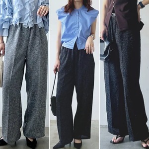 ¥9790サマーツイードパンツ/グレー/ブラック/ネイビー/ウエストゴム