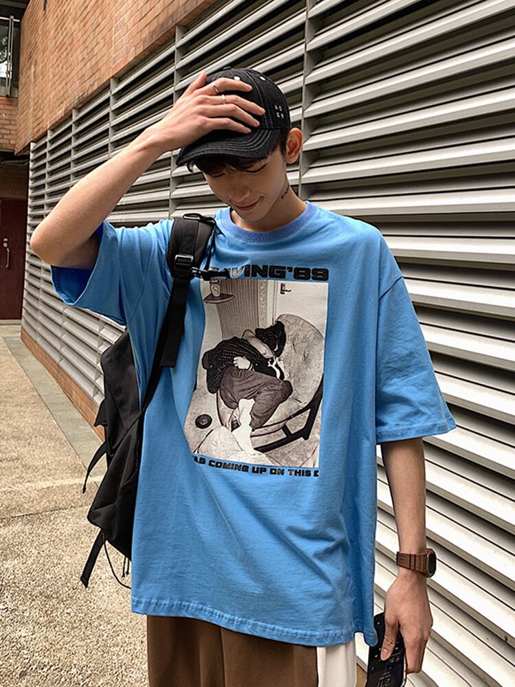 全2色 Tシャツ カットソー プリント カジュアル シンプル