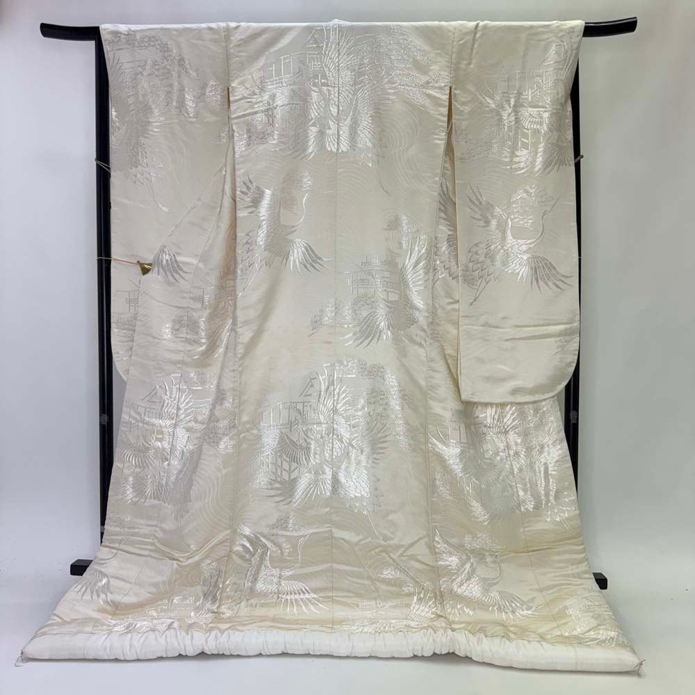 白打掛 白無垢 正絹 鶴 白 打掛 花嫁衣裳 婚礼 リサイクル 中古 ブライダル ウエディング 着物 5029