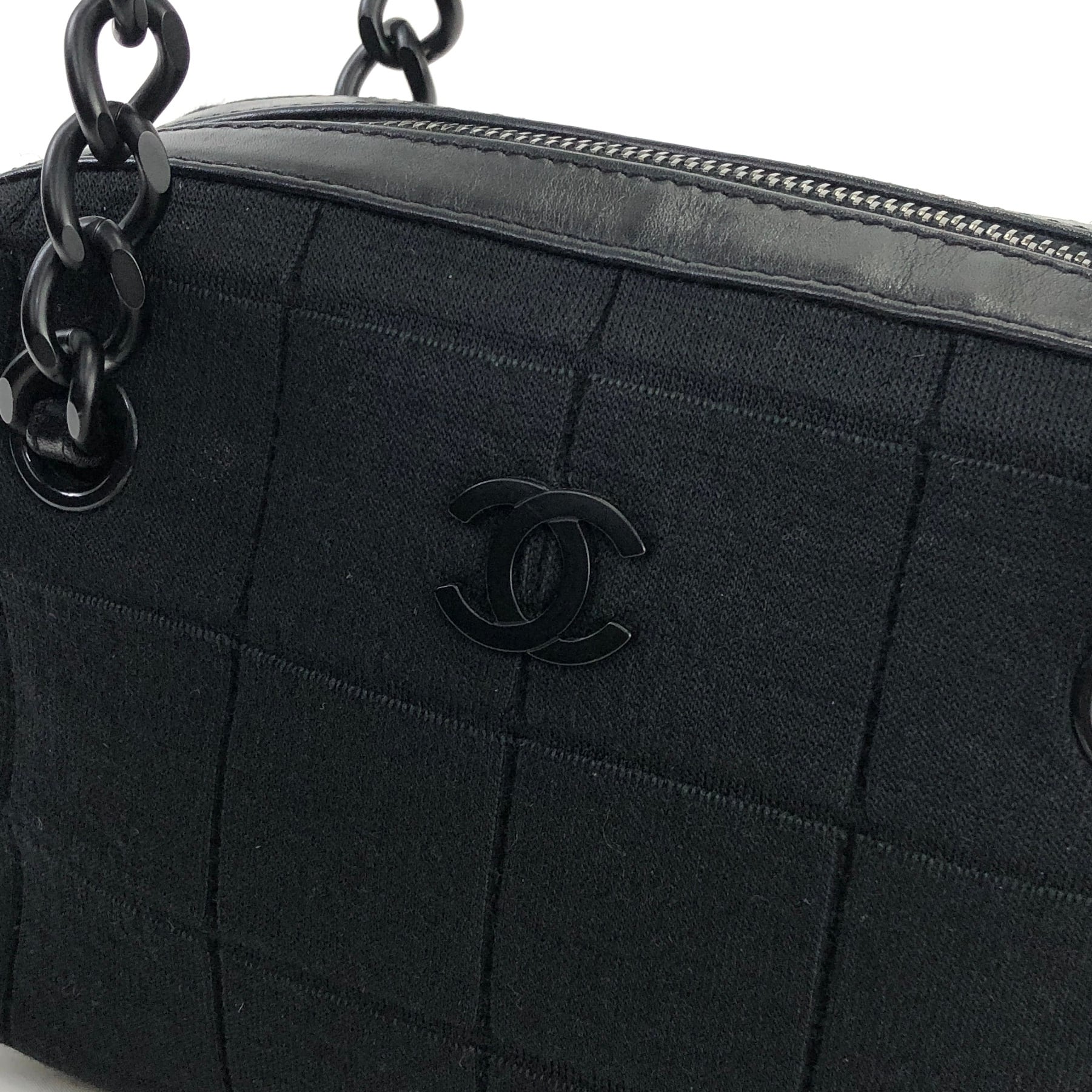 CHANEL シャネル チョコバー ココマーク チェーン レザー×ファブリック