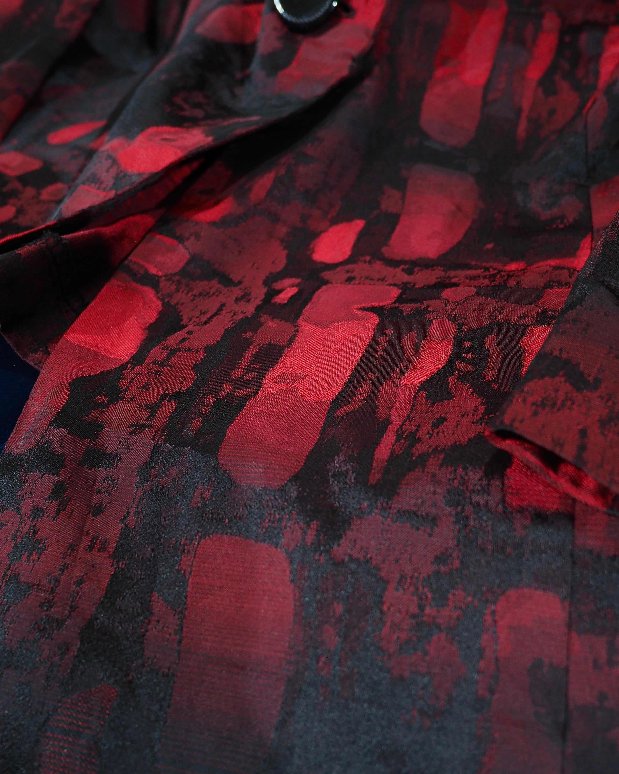 " 深紅 " Scale Embossed pattern Vintage loose Easy Tailored jacket