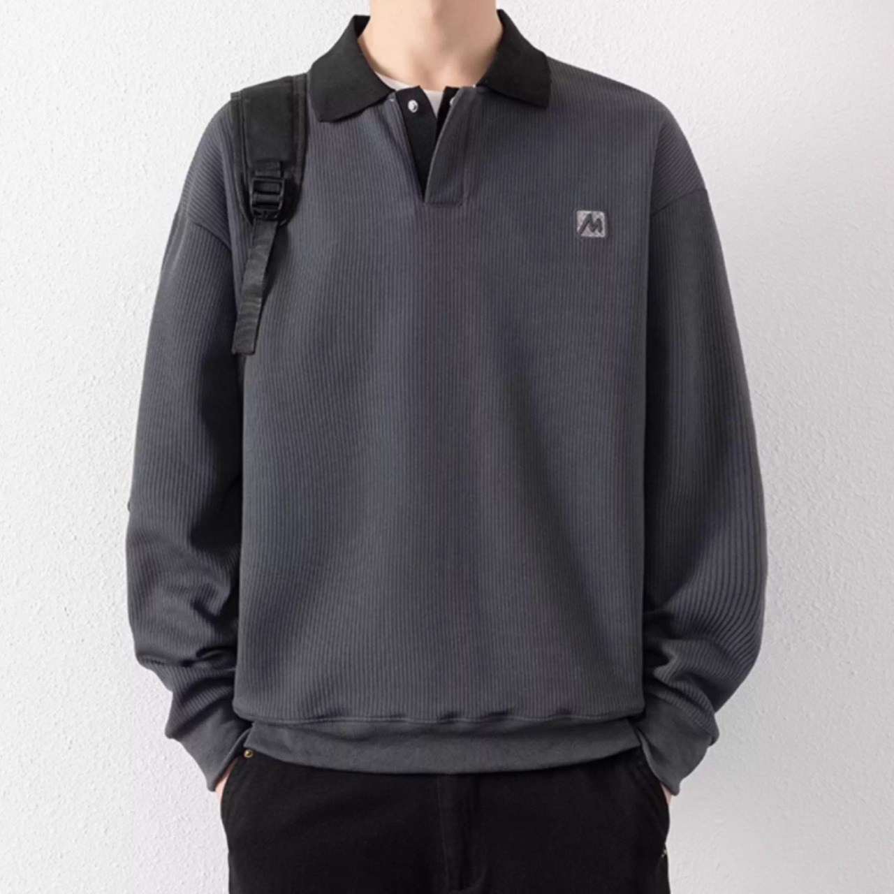 ドロップショルダー ニットポロシャツ af0381