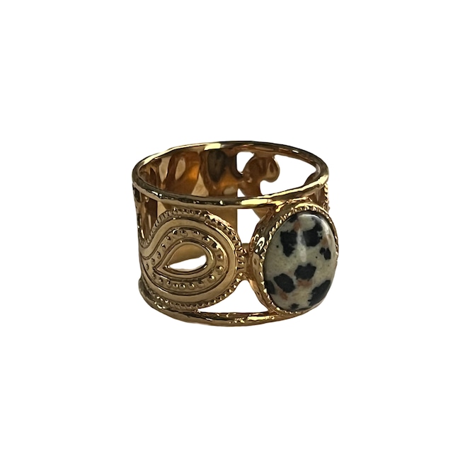 Dalmatian Jasper Cosmic Paisley Ring