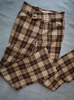 1970’s Vintage Brown Plaid Flared Trousers