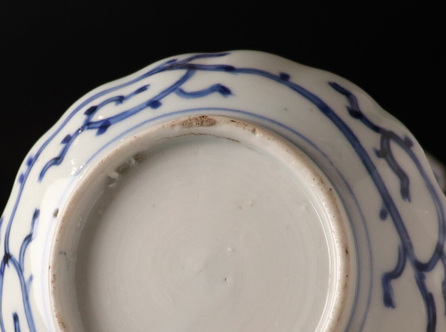 古伊万里 窓絵 染付 たこ唐草模様 猪口 3個 [B22196]