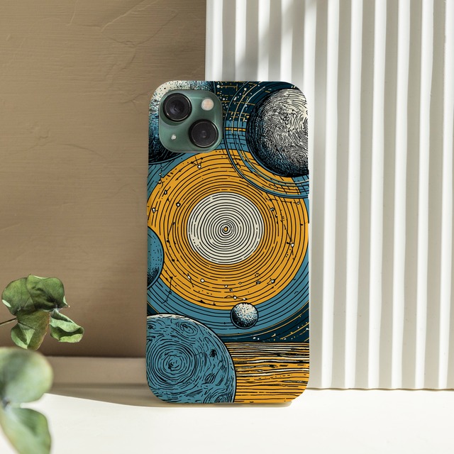 受注生産 iPhoneケース 月と太陽のゴールド星図｜天体図 STAR002B