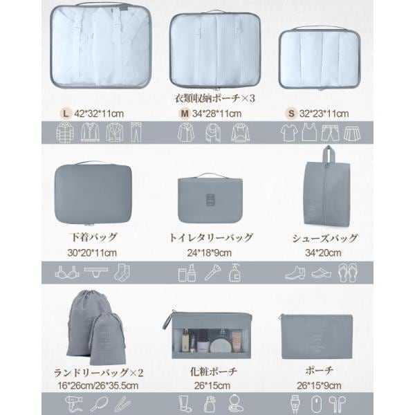 TRMF トラベルポーチ アレンジケース 10点セット パッキングポーチ