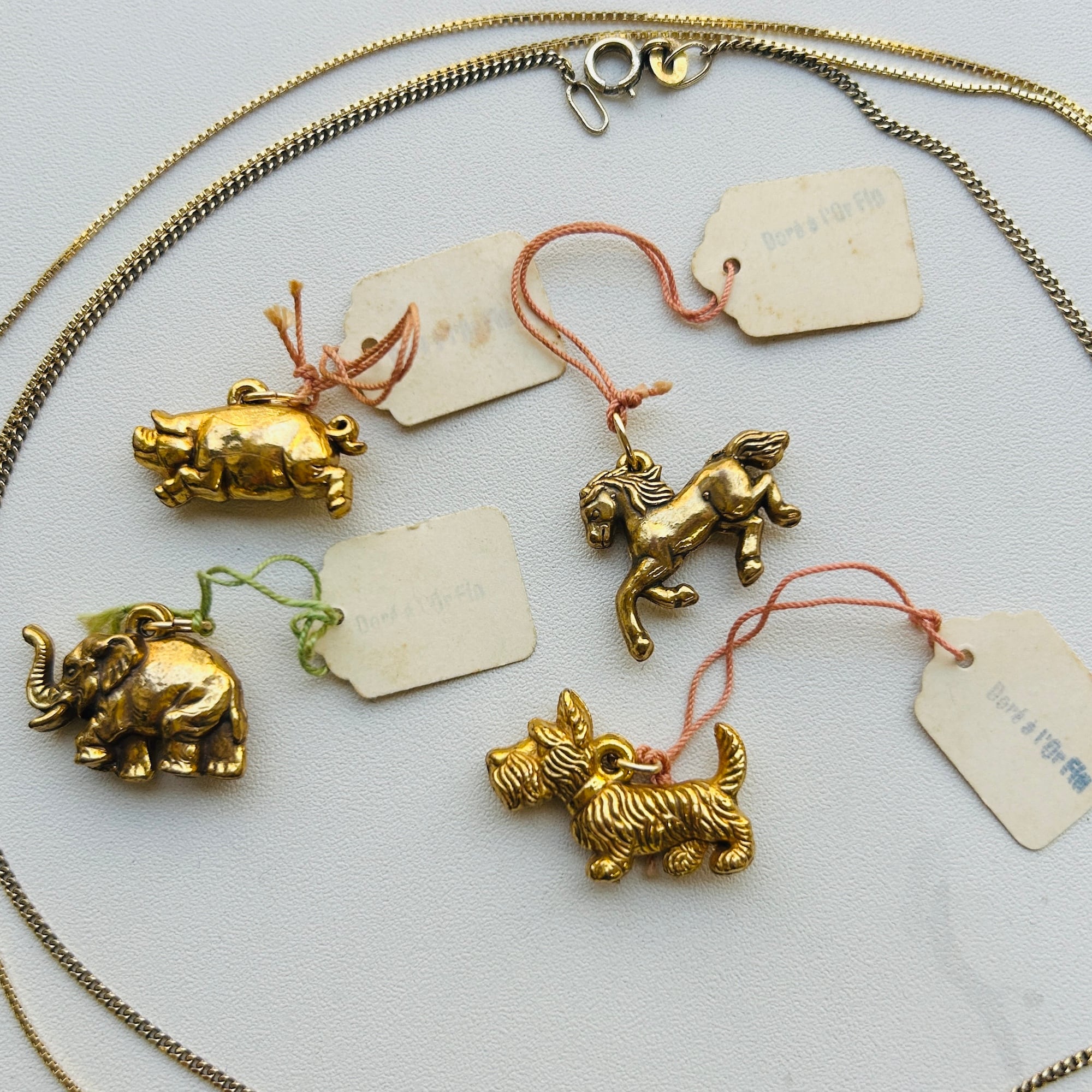 金額変更★アンティーク　ペンダント　15金　ラッキーチャーム　イタリア Old Stock Vintage フランス金メッキ 動物チャーム | Milo Antiques