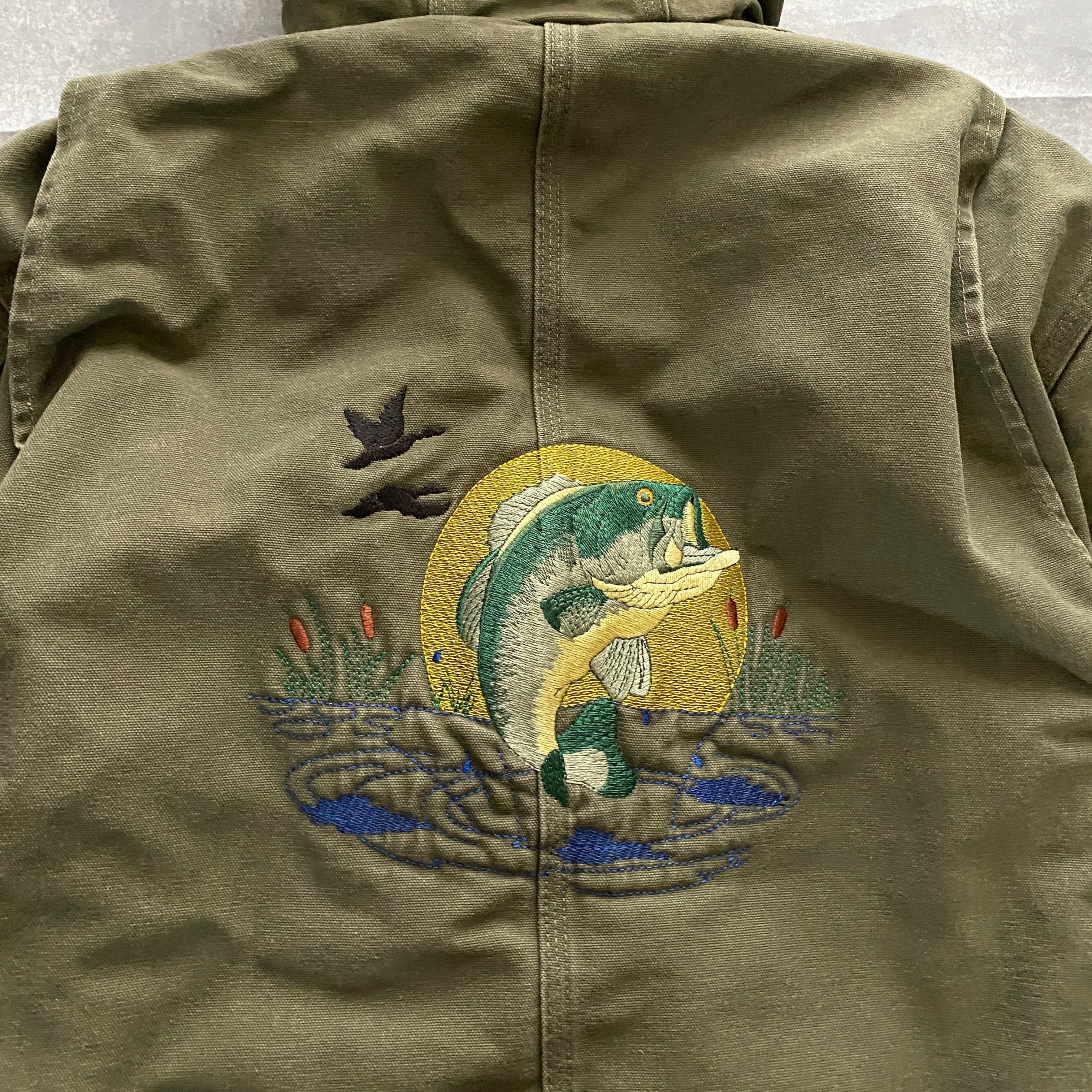 90's carhartt カーハート 鯉 刺繍両面ロゴ フード付き ダック ...