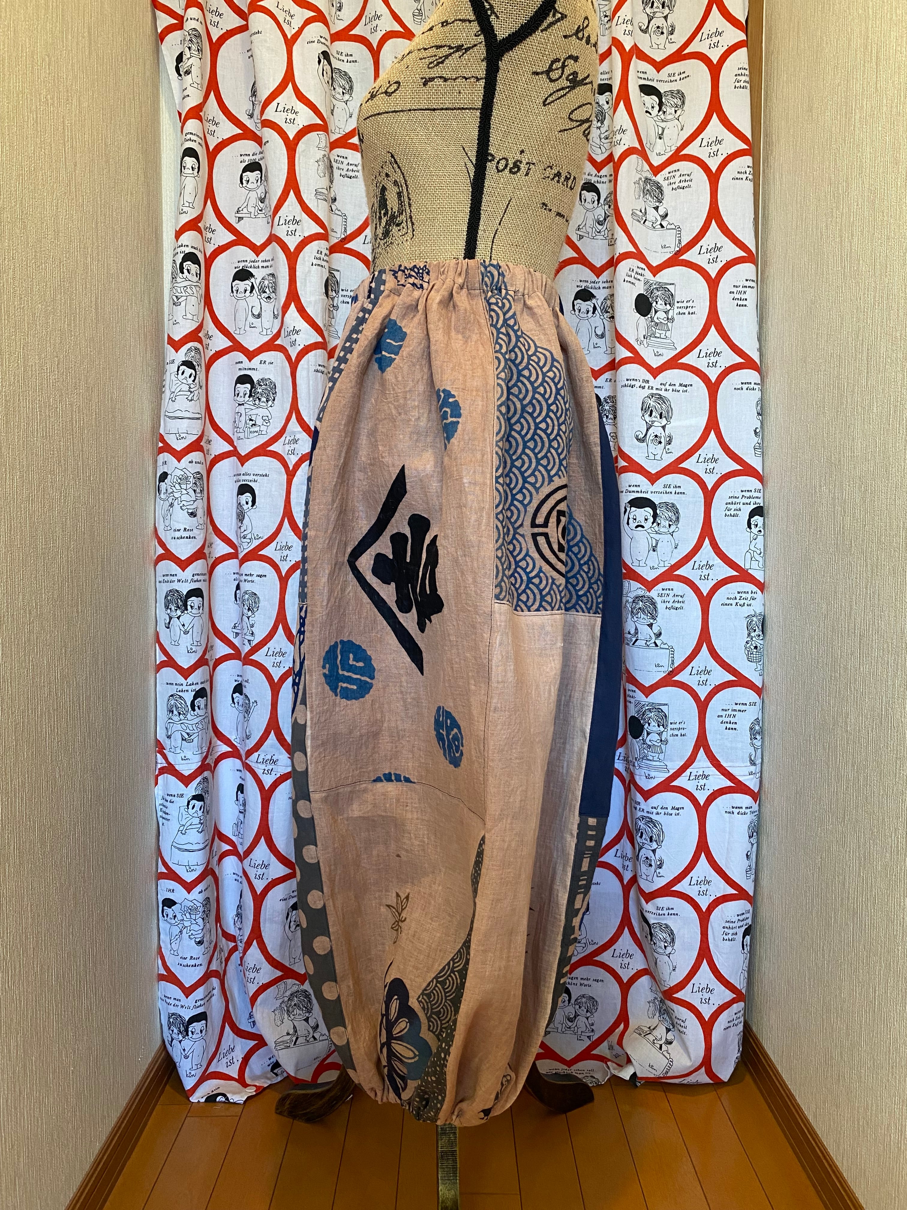 リメイク 昭和レトロ柿渋染め手ぬぐいリメイクカボチャパンツ | Nyaoko 