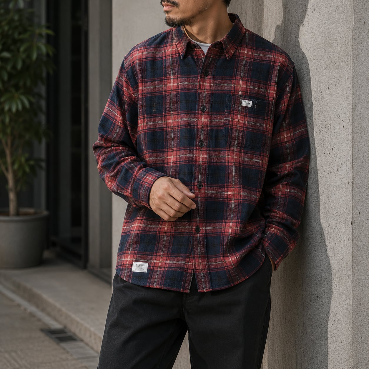 【H0129】Button-Down Shirt Regular Collar / 2color