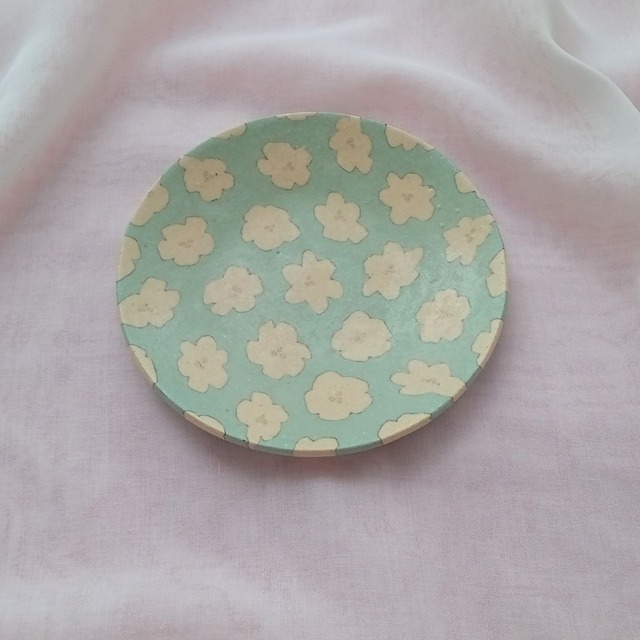 フラワーパターン5寸皿 田中ちあき