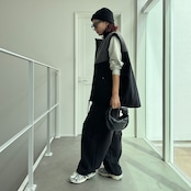 【受注予約:10月上旬入荷予定】ピーチボア切替中綿vest/ブラック