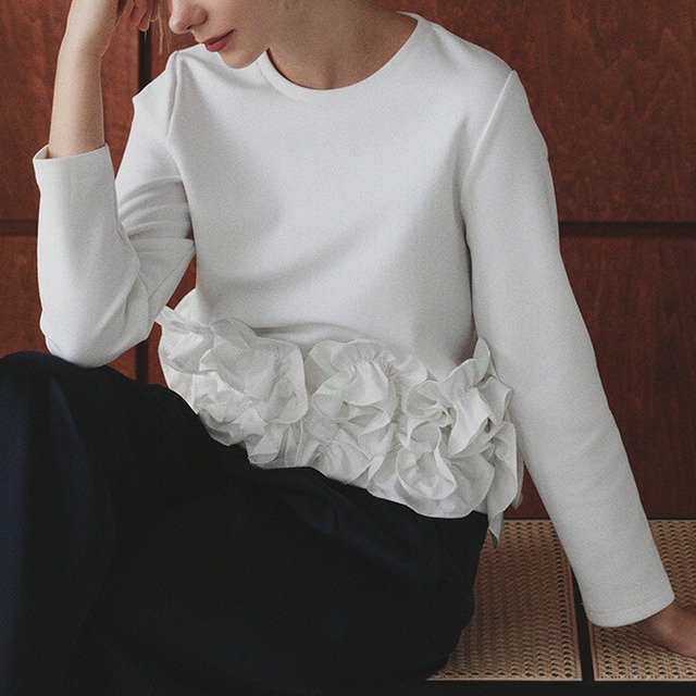 【tops】ギャザーフリルブラウス Q7026