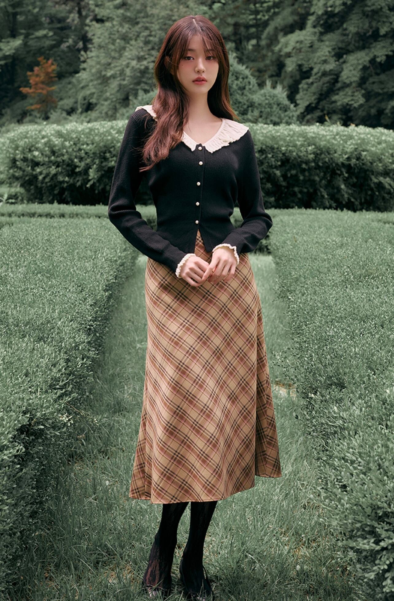ROLAROLA] FRILL COLLAR CARDIGAN BLACK 正規品 韓国ブランド 韓国通販