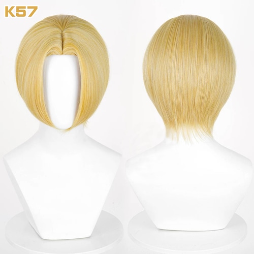 コスプレ耐熱ウィッグ 汎用カラー 前髪立ち上げ センター分け ワンレン ショートカット ゴールドカラー ★にじさんじ/エクス・アルビオ ★チ。/ラファウ 等 ★168色のバリエーション!多様キャラのコスプレに最適です! ★即納品★