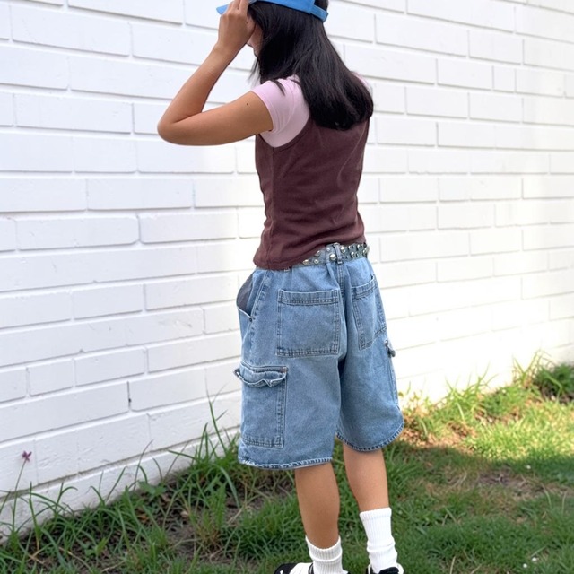 【LADIES】Oversized Denim Shorts - Size 40