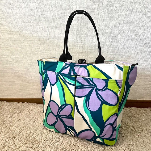 レッスントートL(グリーン×ラベンダー/プルメリア