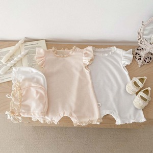 【BABY】ワッフルレースフリルロンパース