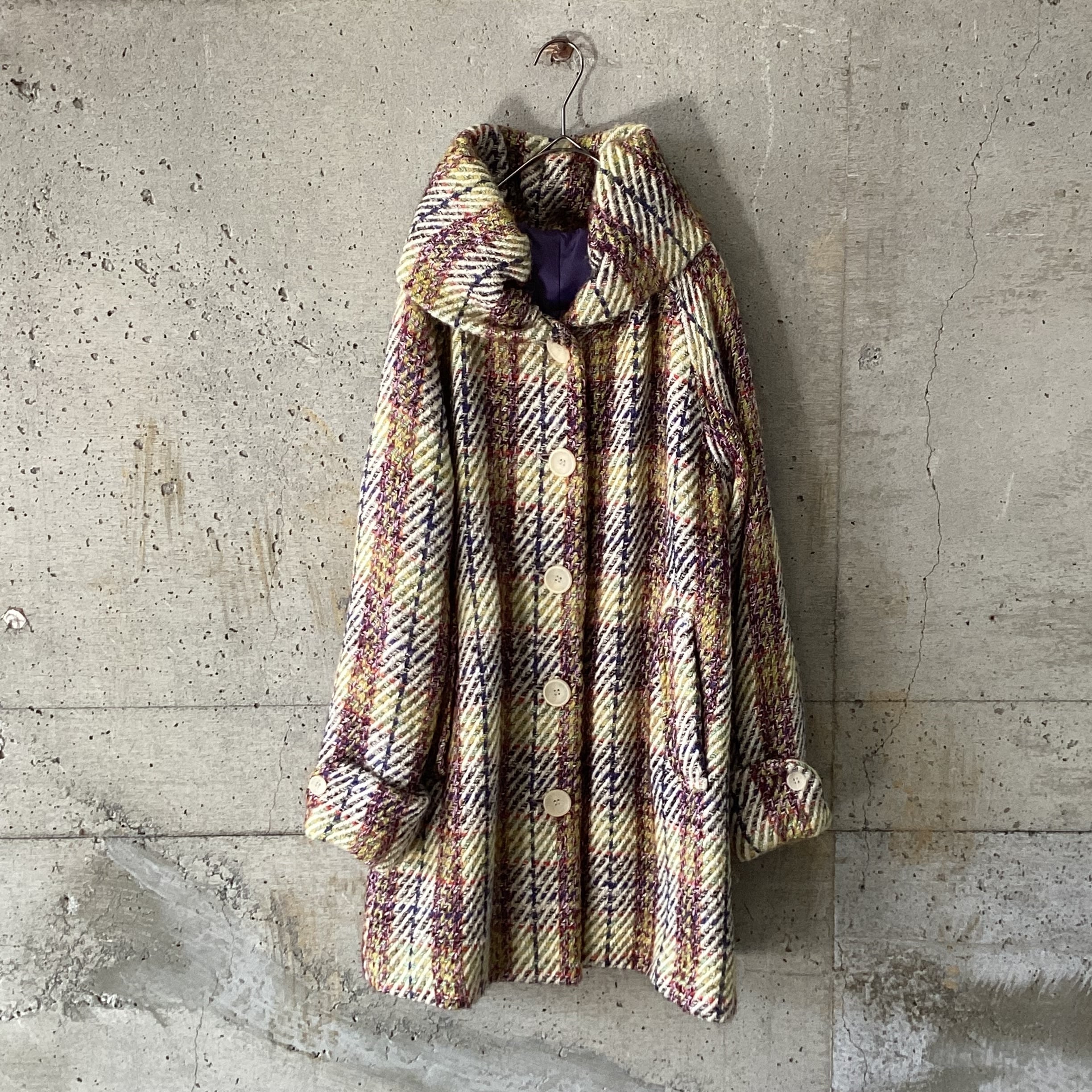 Tweed volume collar coat