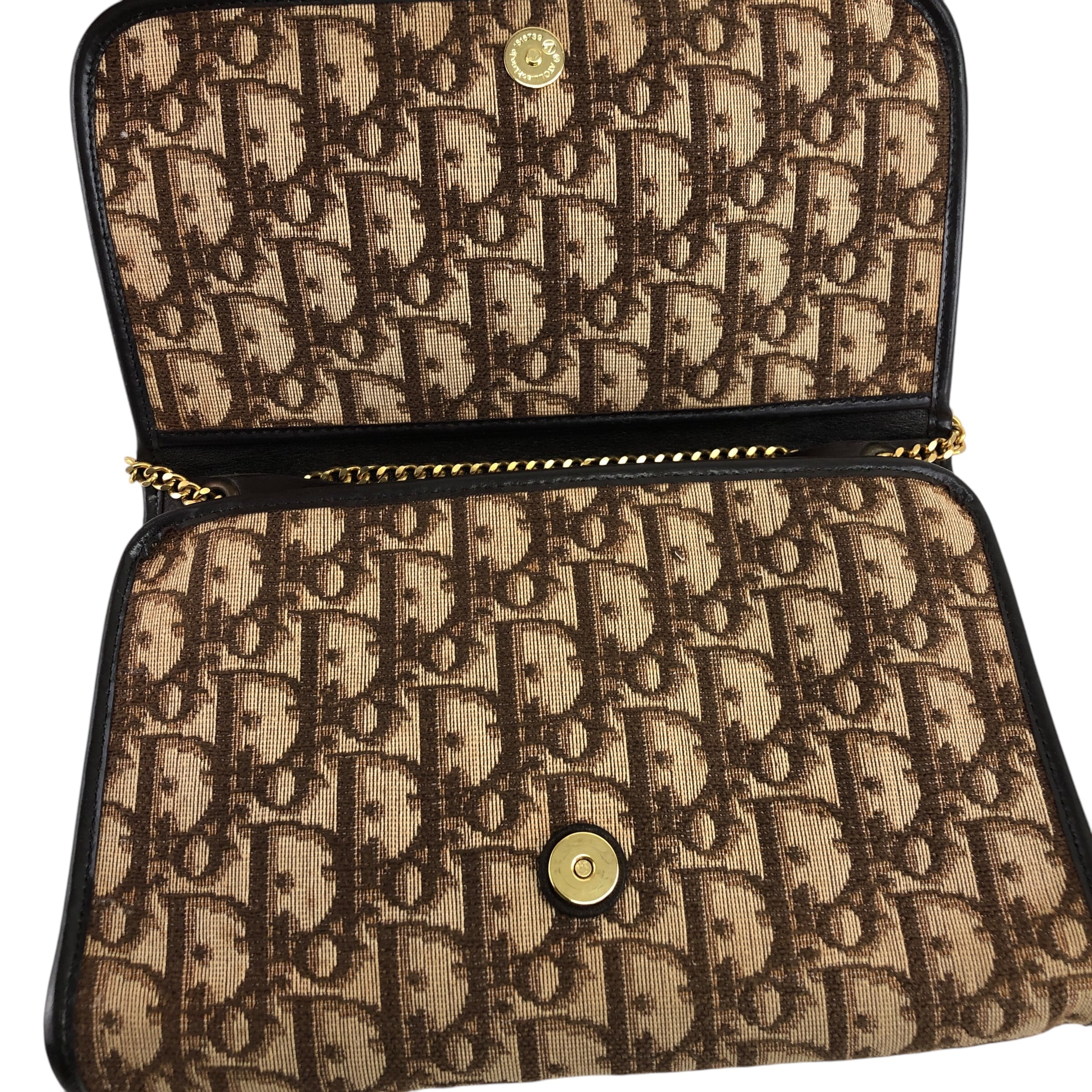 ★Christian Dior  クリスチャン ディオール  トロッター ショルダーバッグ ブラウン CD ジャガード チェーン mdfdd4 Christian Dior クリスチャン ディオール トロッター ショルダーバッグ