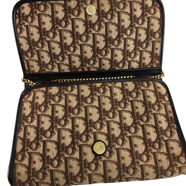 Christian Dior クリスチャン ディオール トロッター ショルダーバッグ ブラウン CD ジャガード チェーン vintage ヴィンテージ オールド mdfdd4