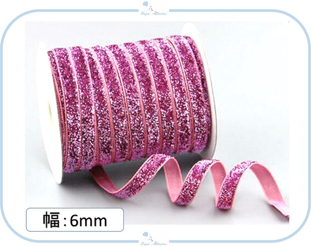 IMR43 ベルベットリボン ラメ 6mm × 約4.5m ピンク ラッピング ハンドメイド 服飾 材料 素材 ヘア アレンジ ハロウィン クリスマス