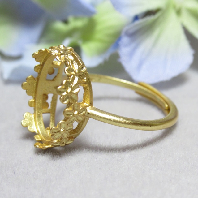 銅 14×10㎜  フラワーレリーフエッジ  リング台  マットYG