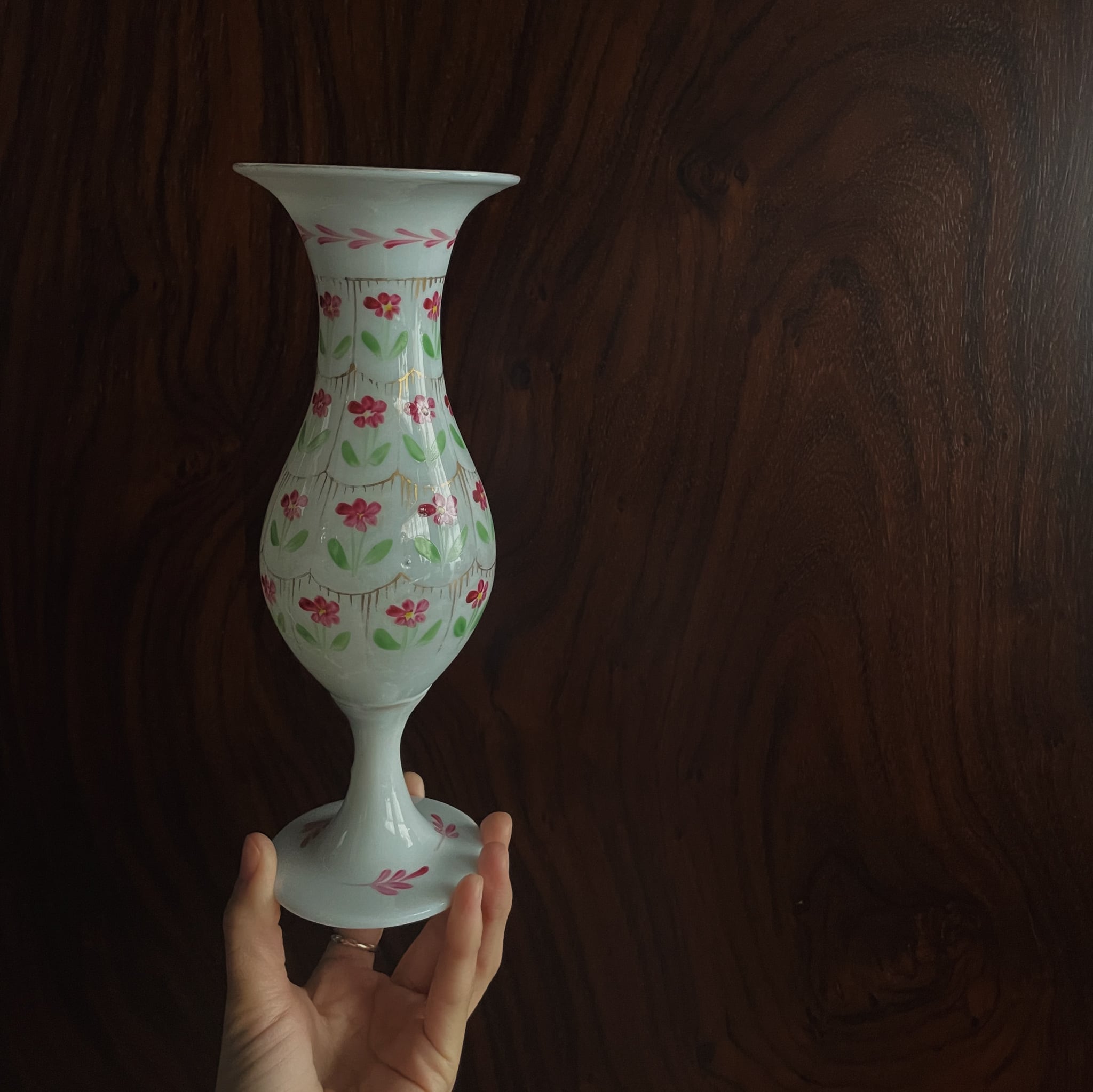 イギリス 花文 ブリストルガラス 花器｜England Bristol glass | SASHIIRO