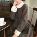ファーカラーフリルヘムドットジャケット ・79329