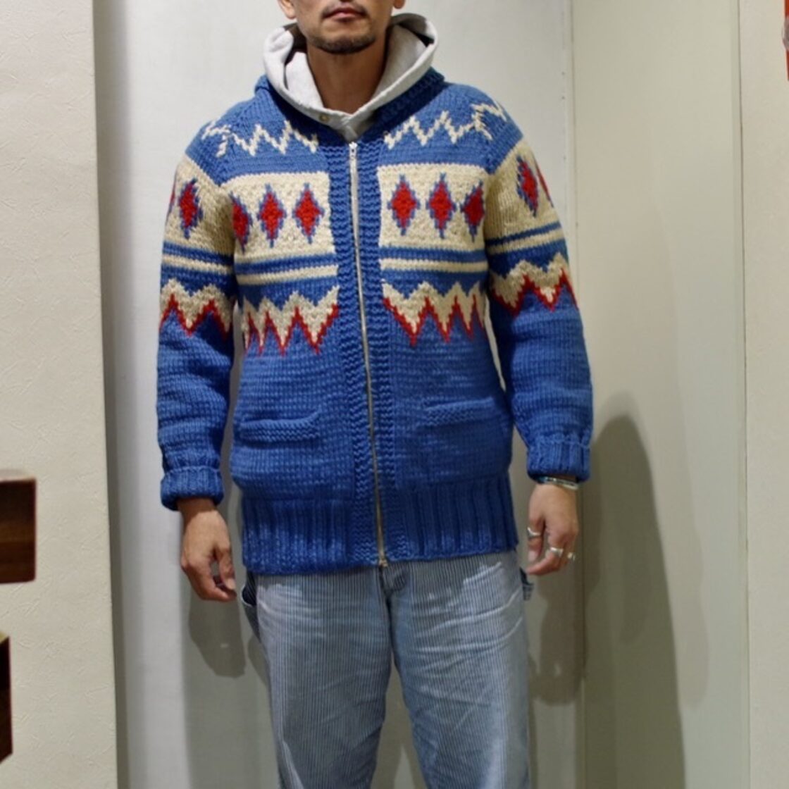 1950-60s Vintage Cowichan Sweater / 60年代 ダイヤ柄 ヴィンテージ 