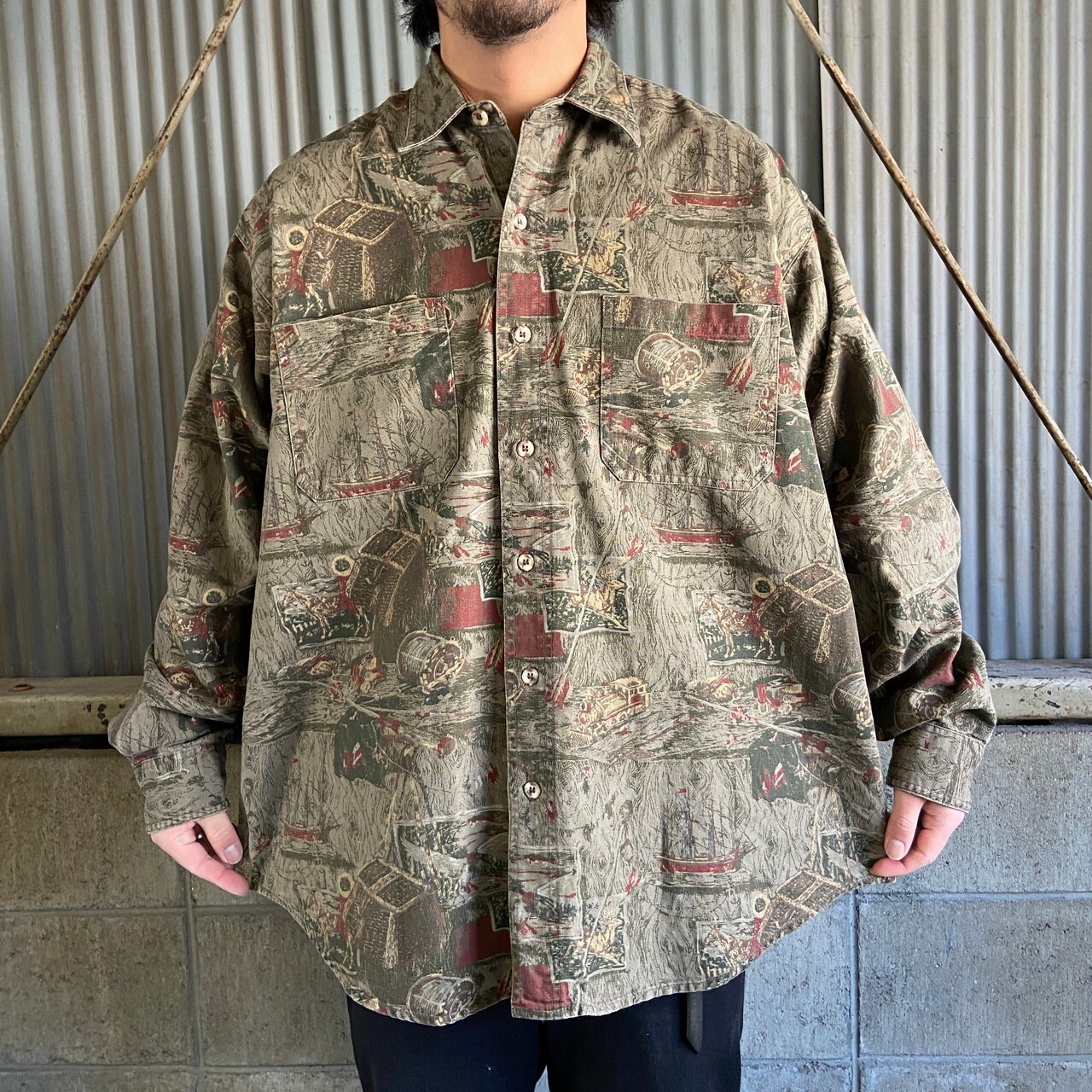 ビッグサイズ 90年代 Eddie Bauer エディーバウアー 長袖 ダック地 