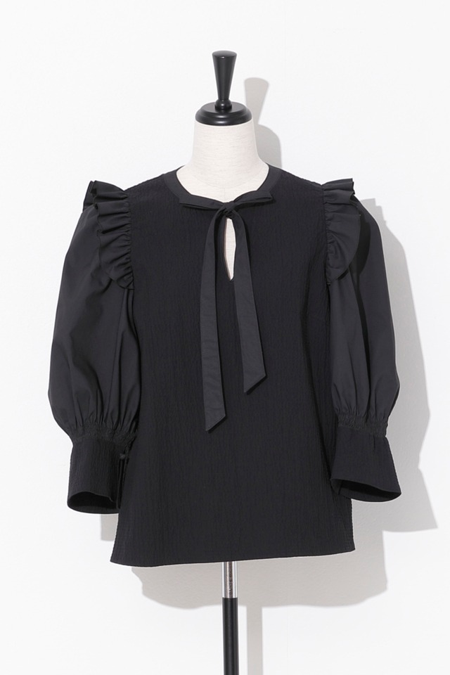 Bumpy Frill Shirt Ⅱ　BLACK