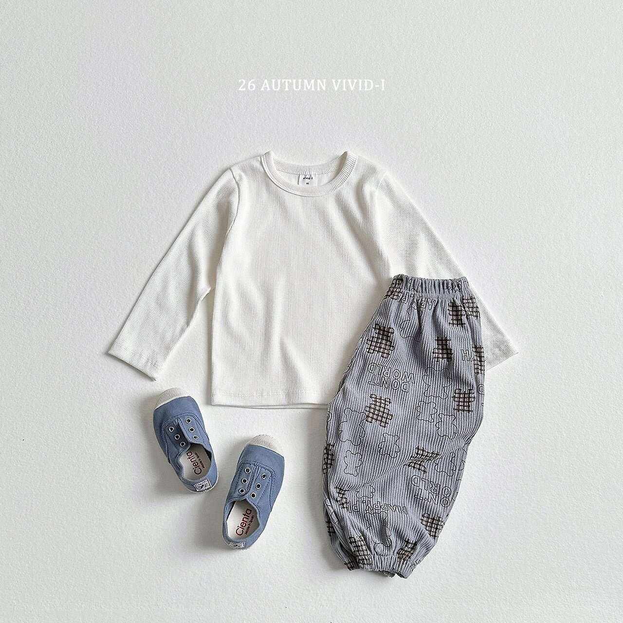韓国子供服 / VIVID-I / 26Autumn / スリムリブTシャツ / キッズ服 / ジュニア服 / 秋服 *XS~JM*
