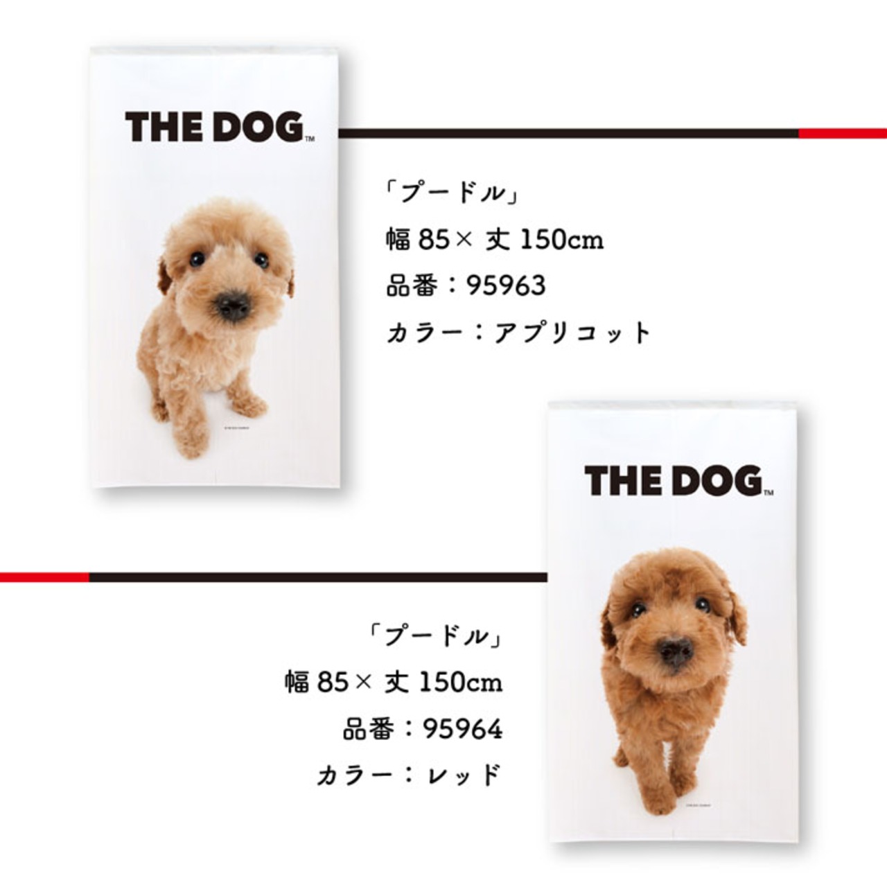 【受注生産】のれん THE DOG プードル 幅85×丈150cm　95963/95964/95965/95966/95967