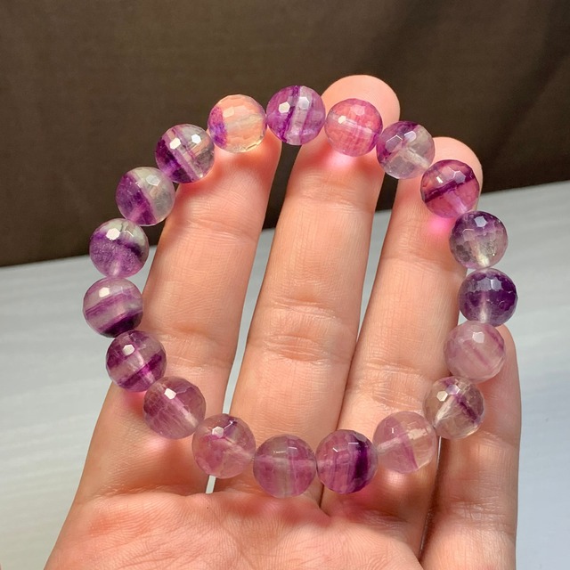 3.パープルグラデーション☆カットフローライト ブレスレット