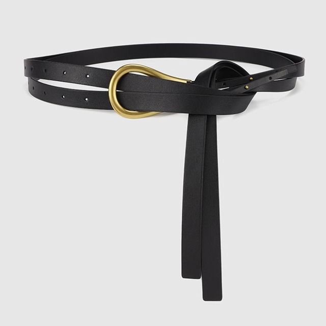 Gold buckle double strap belt　V0487