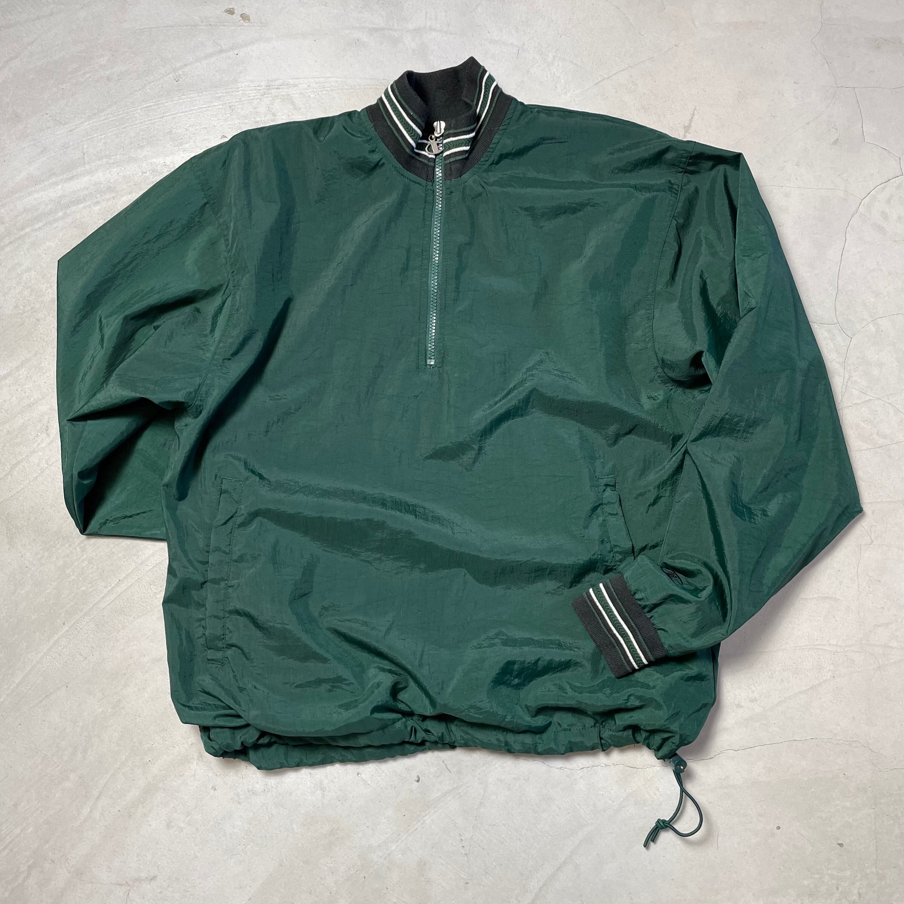 90年代 Champion チャンピオン ロゴ刺繍 ウォームアッププルオーバー メンズS 古着 90s ヴィンテージ ビンテージ ナイロンジャケット ブラック 黒 大きいサイズ【ナイロンジャケット】