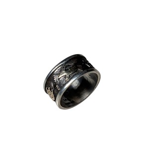 Navajo Arland Ben silver × k14 petroglyph ring