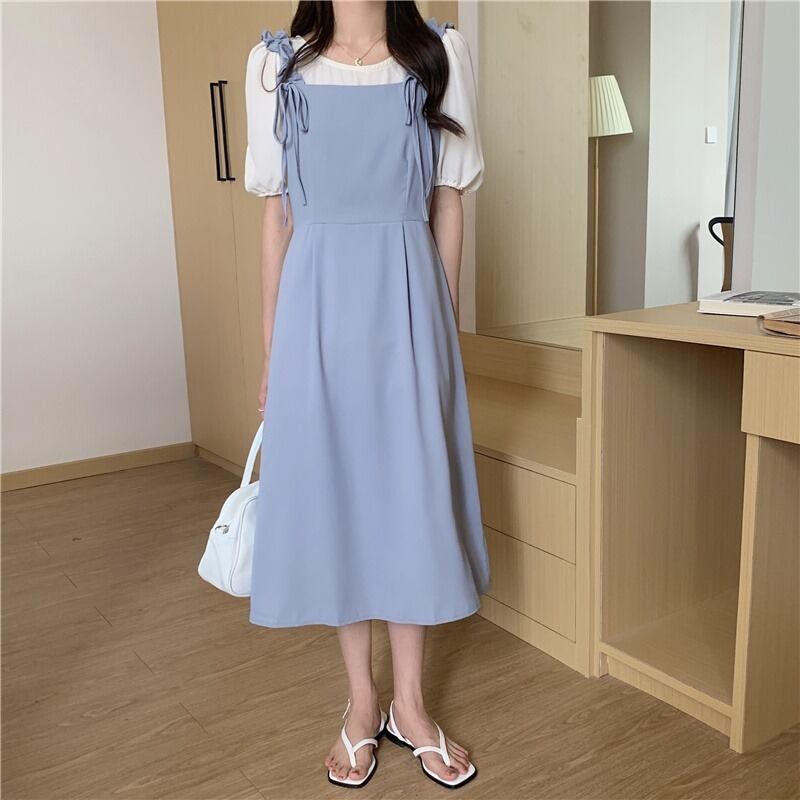 サマースタイルドレス ソリッド カラースカート スリーブトップス 夏物 ソリッドカラー YY-ファッション89275252565