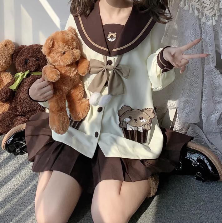 ゆめかわ♡選べる袖丈♪ クマさんセーラー服 seifuku29 | ゆめかわガール