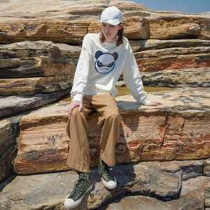 SALE【HIPANDA ハイパンダ】男女兼用 スパンコール クルーネック スウェット トレーナー UNISEX SEQUINS CREW NECK SWEAT SHIRT / WHITE・BLACK