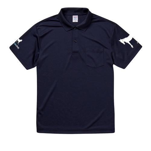 《袖口に馬》半袖ドライポロシャツ／ネイビー