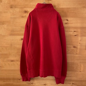 【IZOD】ハーフジップ ワンポイントロゴ 刺繍ロゴ スウェット トレーナー L アイゾッド US古着